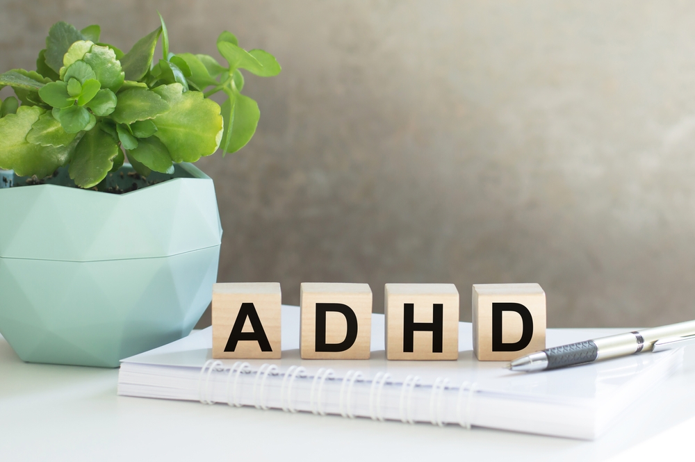 4 blocks spelling out ADHD